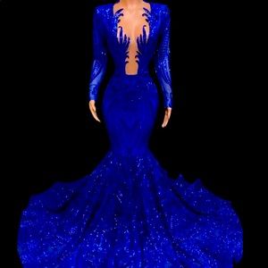 Hot Sparkle Royal Blue Sequin long Sleeve